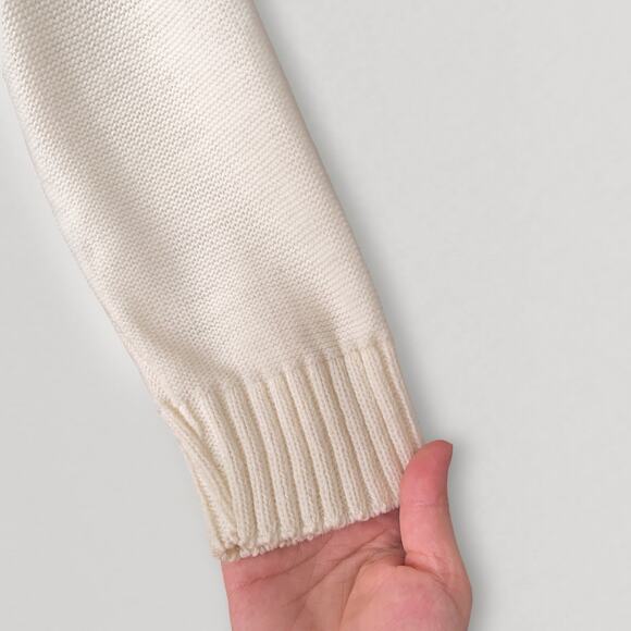 80s Scandi Cream Turtleneck Sweater Minimalist Vanilla Girl Quiet Luxury M - Picture 7 of 9